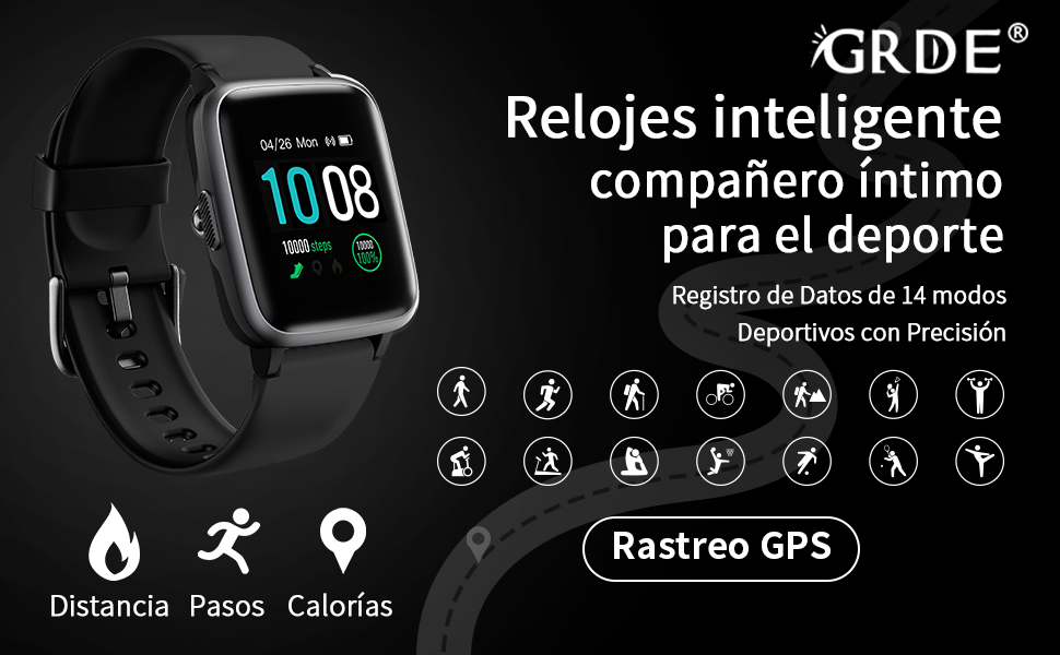 GRDE Reloj Inteligente Mujer Hombre, Smartwatch Bluetooth 5.0 ...