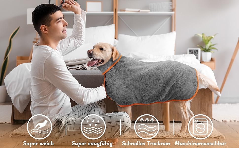 Mikrofaser Hunde Bademantel Badetuch