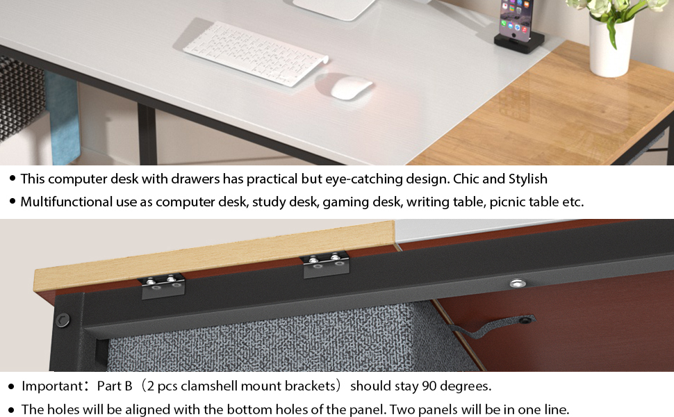 Foxemart 47" Computer Desk Modern Study Writing Desk, Simple Sturdy Laptop Work Home