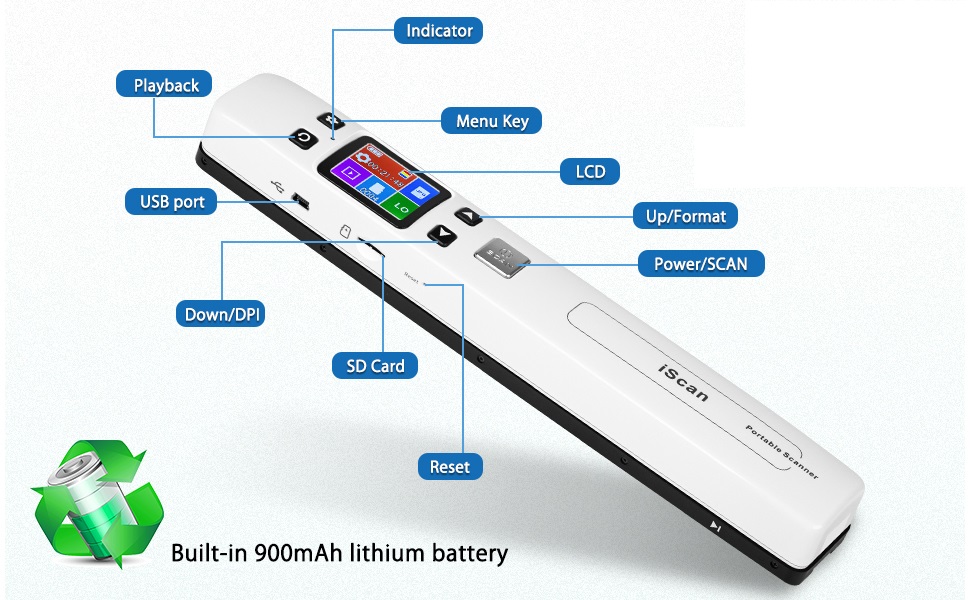 wifi portable handheld iscan scanner 1050 dpi scanner