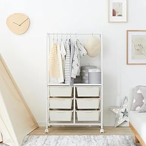 ホワイト ハンガーラック 収納ボックス付き　LOWYA Amazon｜LOWYA ロウヤ ハンガーラック ワードローブ おしゃれ