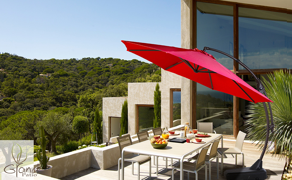 Grand patio Napoli Premium Outdoor Offset Patio Cantilever Umbrella with Base for
