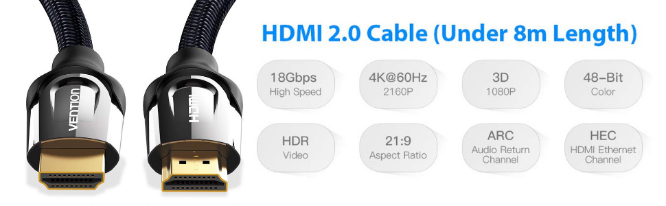 ENTION HDMI Cable 4K Zinc Alloy Cable HDMI 2.0 4K