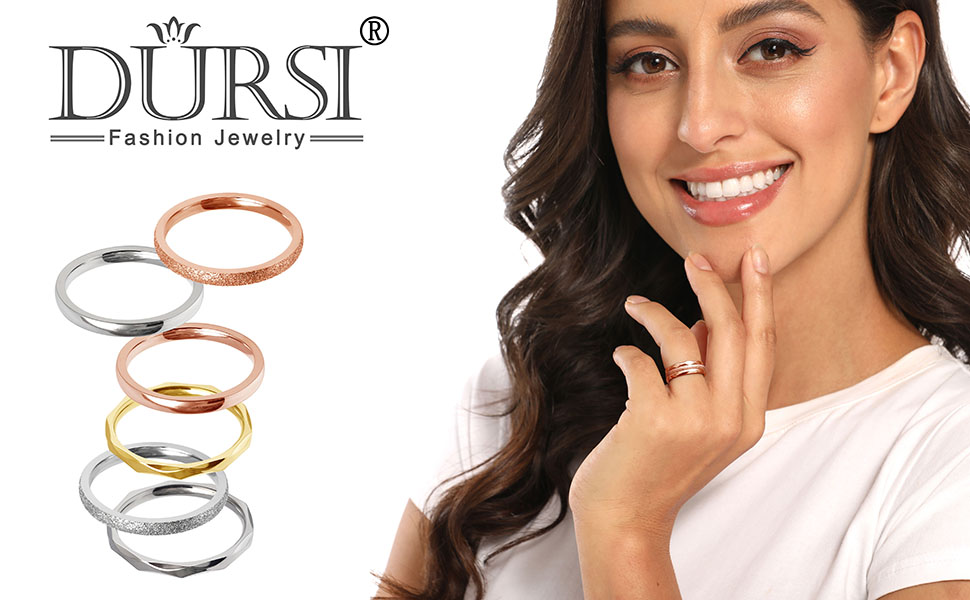 DURSI 2MM Stainless Steel rings Women’s Stackable Eternity