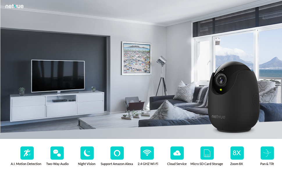 Netvue Cámaras Vigilancia WiFi Interior, Full HD 1080P Cámara de Seguridad con Audio Netvue Cámaras Vigilancia WiFi Interior, Full HD 1080P Cámara de Seguridad con Audio