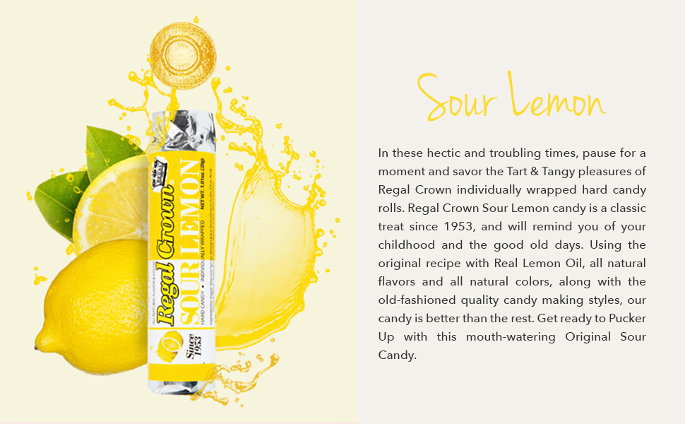 Regal Crown Sour Lemon Hard Candy Rolls Old Fashioned