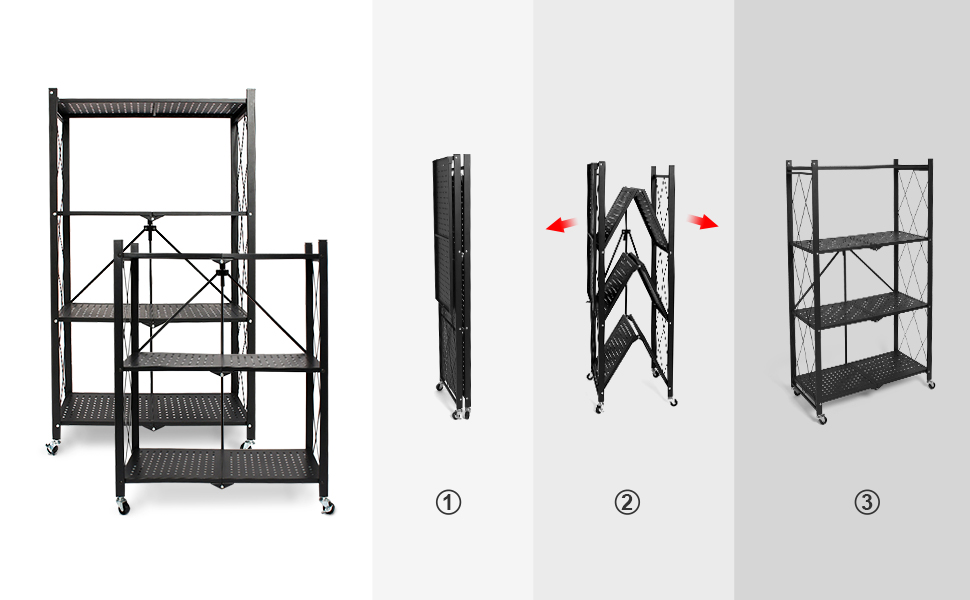 Todeco - Faltbares Lagerregal, Metallregal mit Rädern, Lagerregal