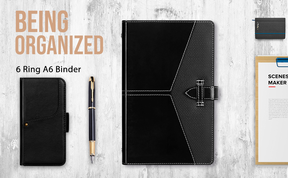 Toplive Leather A6 Binder, A6 Notebooks 6 Round Ring Binder Planner Cover for A6 Filler Paper