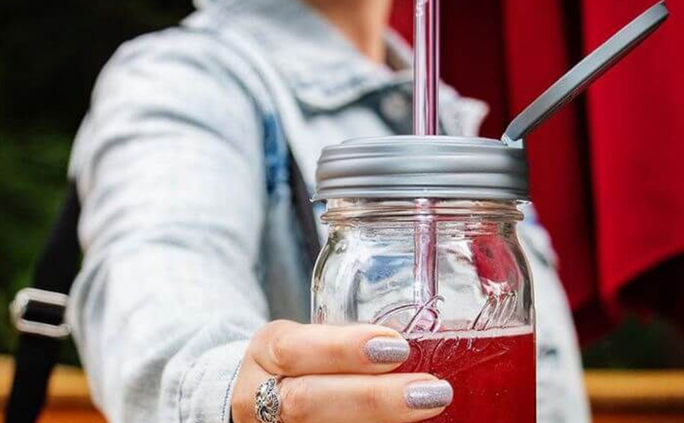 reCAP Mason Jars Lid FLIP Cap, Regular Mouth, Black 4 Pack BPAFree