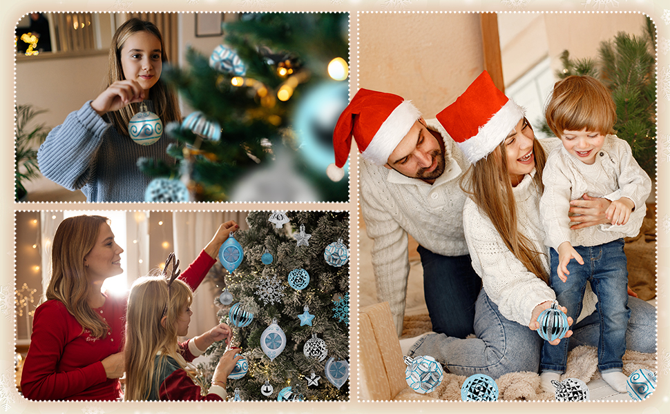 Blue and Silver Christmas Ball Ornaments Set, Xmas Tree Ornament Bulk Decoration