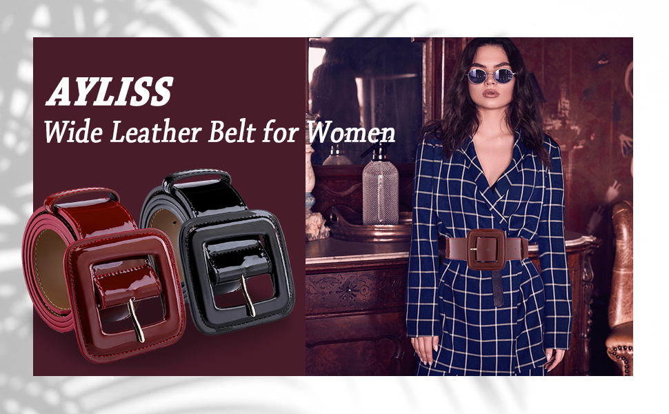 Women High Waist Patent Belt PU Leather Vintage Retro Cinch Corset Waistband Buckle Casual Belt