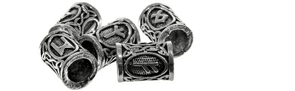 viking runes beads antique silver 