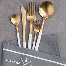 Culinar ゴールドカトラリーセット Amazon | Tableware 30ピース ゴールドとシルバー カトラリー 高