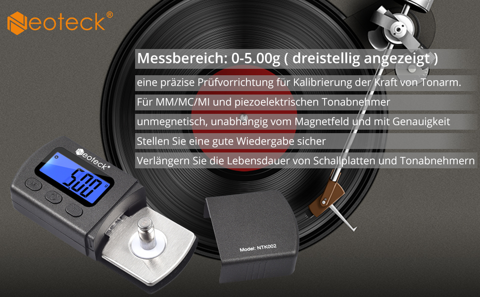Neoteck Digitale Tonarmwaage Digital Turntable Stylus Force Scale Gauge