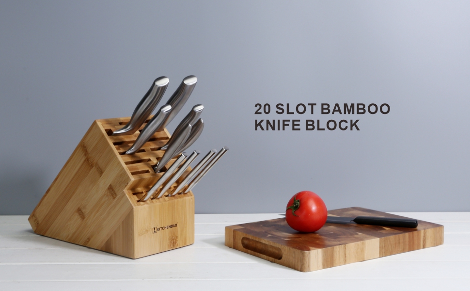 KITCHENDAO 20 Slot Knife Block, EcoFriendly Bamboo Knife