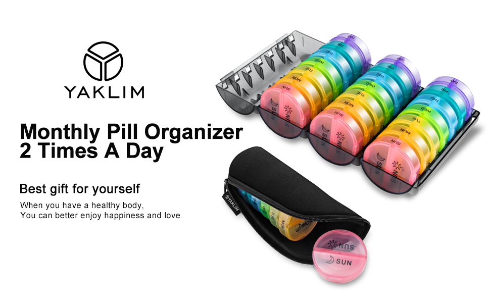 Monthly Pill Organizer 2 Times A Day,One Month Pill Box AM