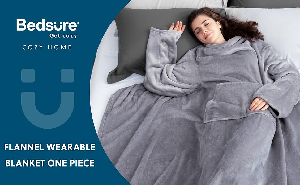 Bedsure Wearable Blanket with Sleeves Soft and Warm Snuggle Slanket