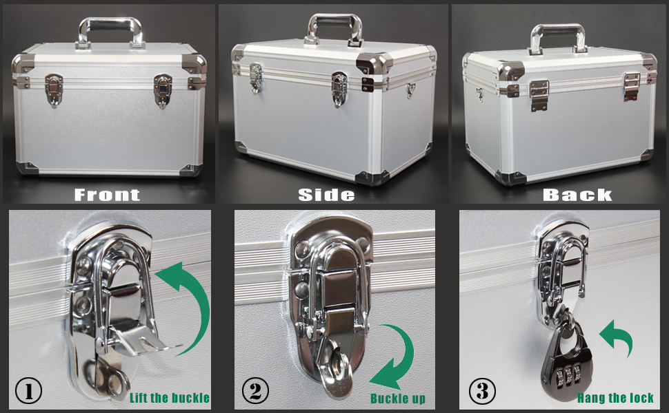 Buyineast Medicine Lock Box with 2 pcs Individual Padlocks Combination