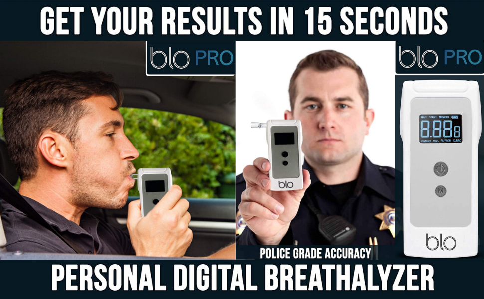 BLO PRO Alcohol Breathalyser & Mouthpiece Portable Breath Tester with