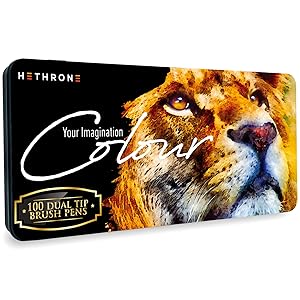 Hethrone Markers for Adult Coloring - 100 Colors Dual Tip Brush