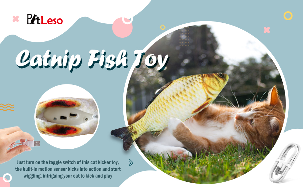 PETLESO Floppy Fish Cat Toys for Indoor Cats, Electric Flopping Fish