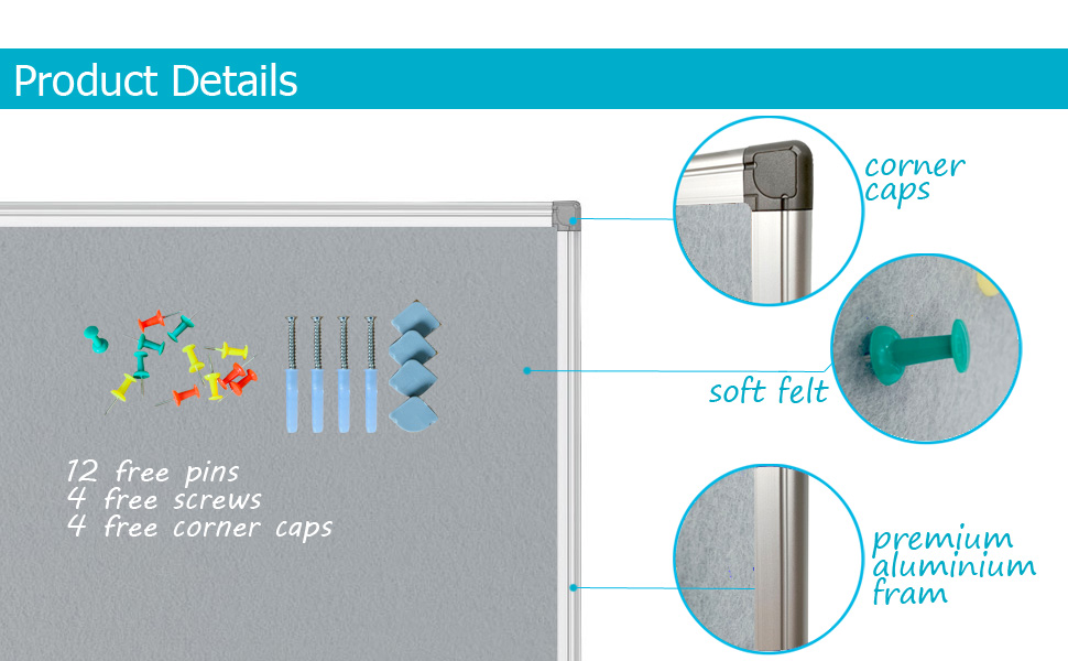 Bulletin Board 36 x 48 Inches Felt Board Gray Pin Message