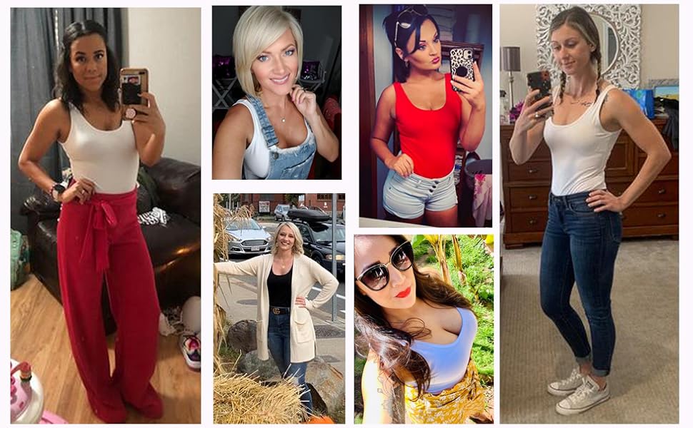 SUNRO Women's Scoop Neck Top Bodysuit Jumpsuits