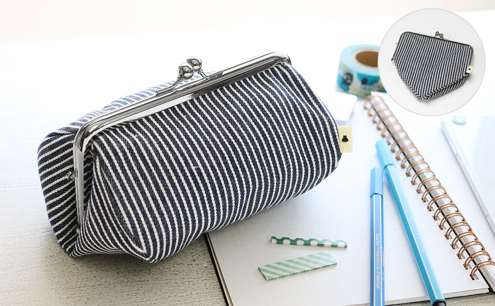 Amazon | [AYANOKOJI] 5寸 がま口 コスメ ポーチ ヒッコリー 在庫商品