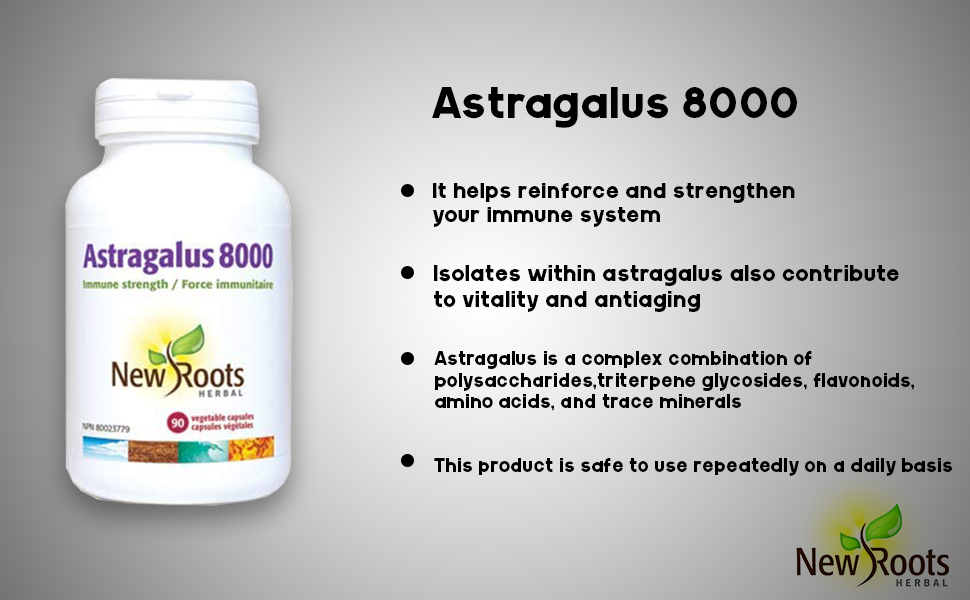New Roots Herbal Astragalus 8000, 500mg 90 Capsules Astragalus Root