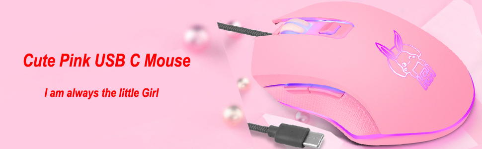 Cute pink usb c mouse for girls