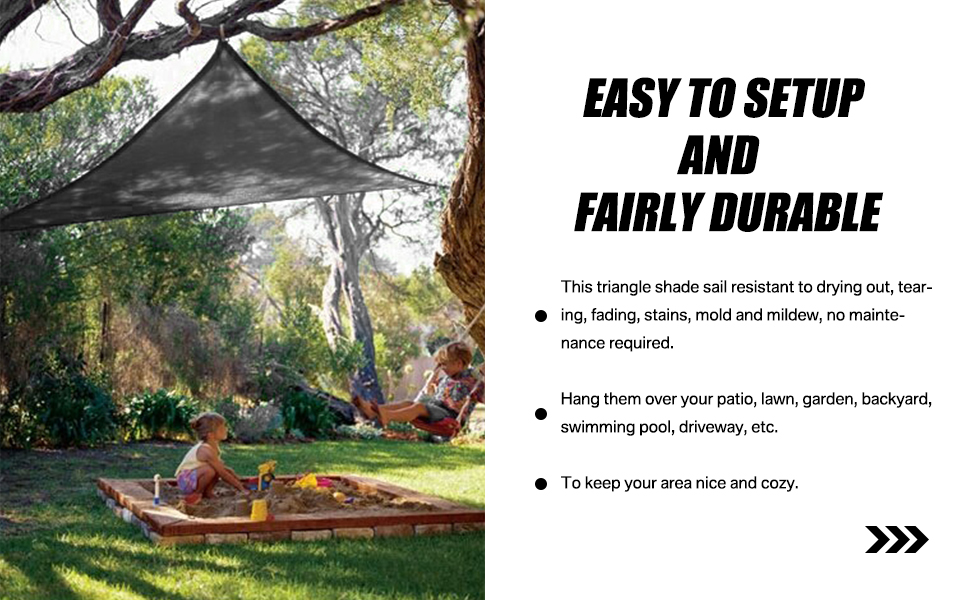 Neween Shade Sail, 16'x 16'x 16' Sun Shade Sail Triangle Waterproof for Patio Yard