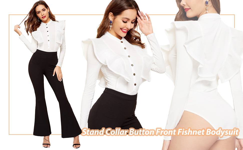 Download Soly Hux Women S Mock Neck Long Sleeve Stretchy Skinny Bodysuit At Amazon Women S Clothing Store