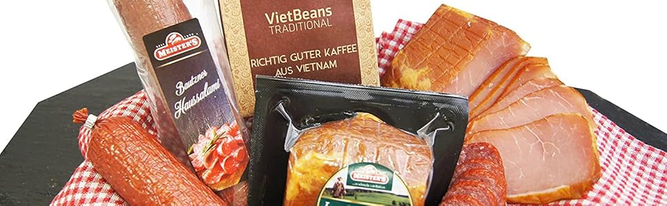 Schinken Salami Set Gourmet Geschenk Frauen Wurstgeschenk Feinkost Geschenkbox Kaffee Geschenkset