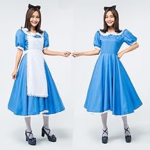 不思議の国のアリス コスプレ衣装 仮装 KISS製 水色 メイド服 ハロウィン Amazon | ハロウィン 不思議の国のアリス 風 メイド服 コスプレ
