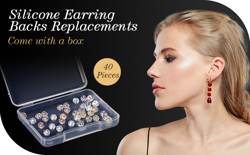 40 Pieces Silicone Earring Backs Replacements Soft Earring