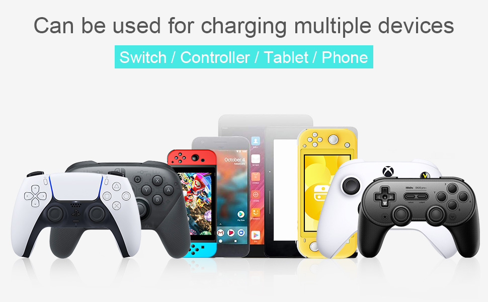 AKNES PS5 Xbox Series Controller Charging Cable, 2 in 1 USB