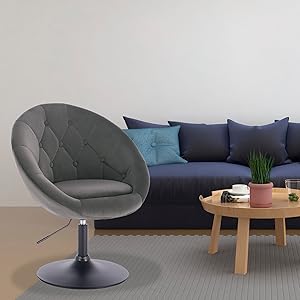 WOLTU Poltroncina Da Bar Sgabello Girevole Sedia Con Schienale Braccioli Velluto Grigio Scuro 11 sgabello