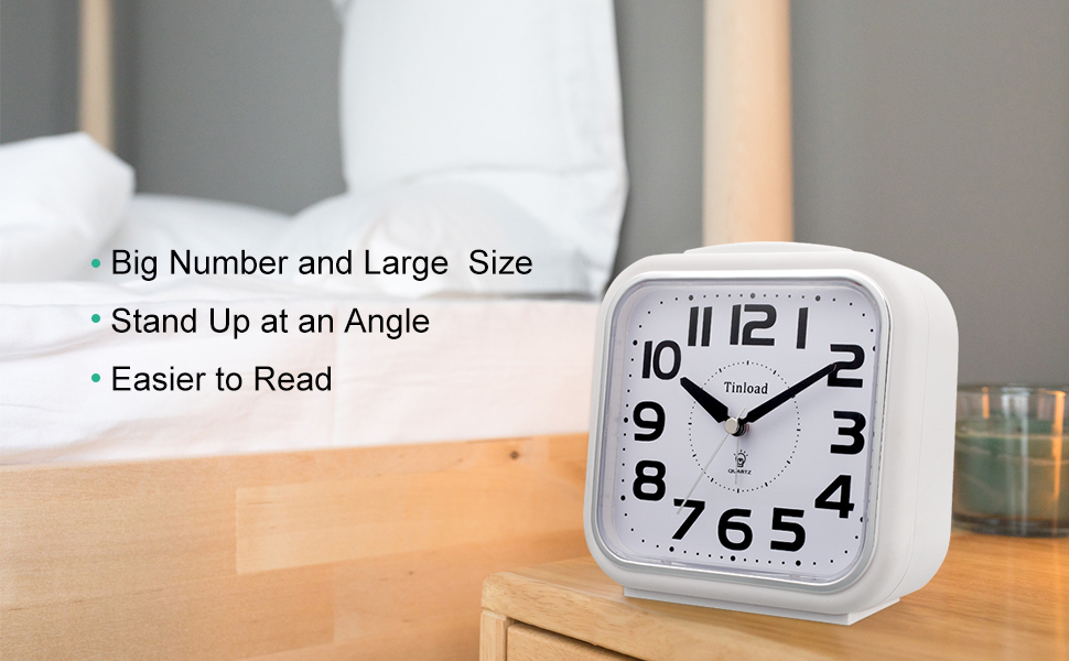 5.5" Silent Analog Alarm Clock Non Ticking, Gentle Wake