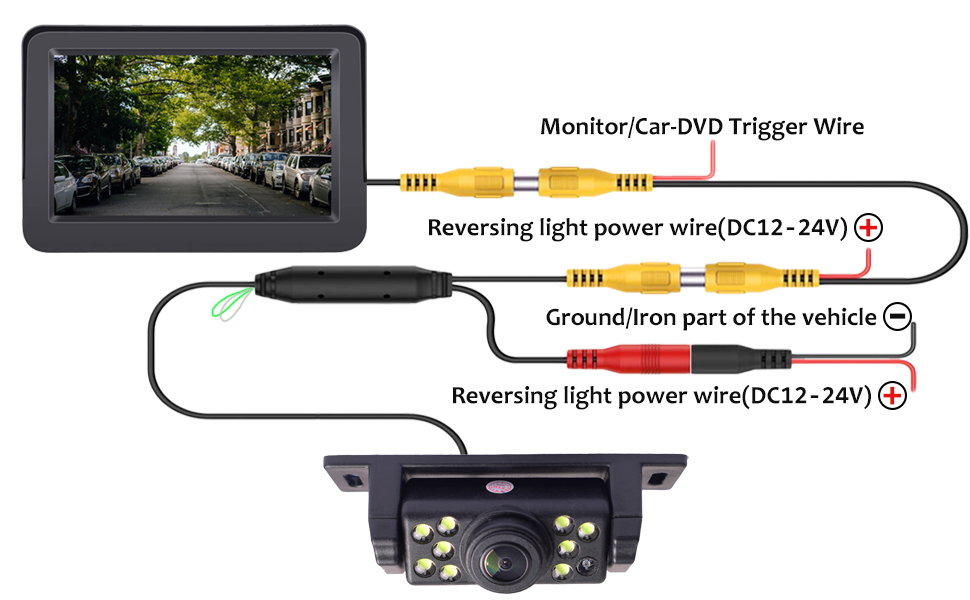 easy installation backup camera on car trunk 26 feet RCA cable fit all vehicles