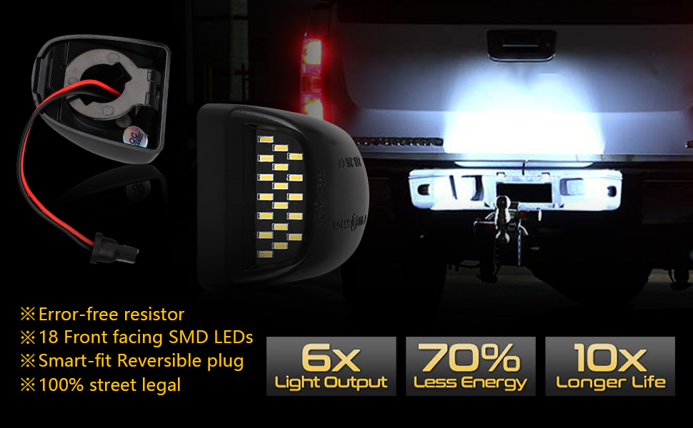 Car Number Plate Lights, 12V 18 SMD LED License Plate Lamp Rear