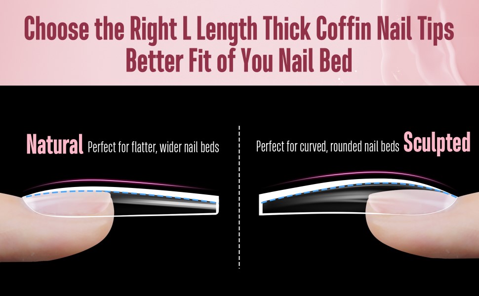 Extra thick natural L coffin nail tips