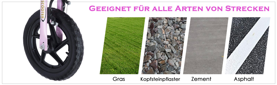 Tretroller Cityroller Kinder Roller Scooter höhenverstellbar 12 Zoll Stahl Blau