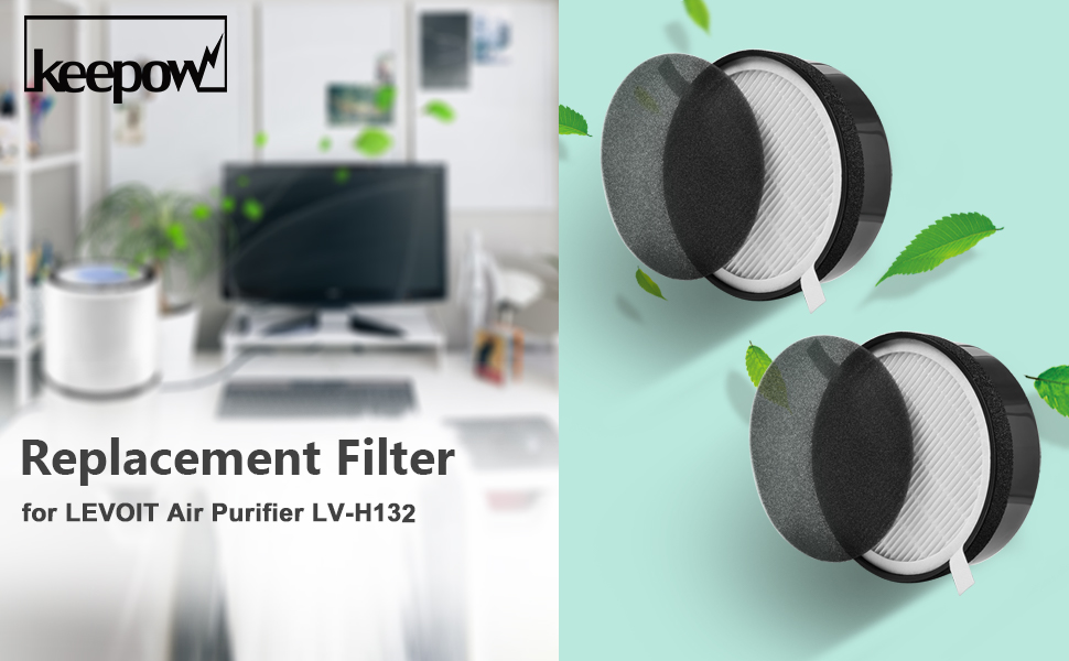 KEEPOW 2 Pack Replacement Filter for Levoit Air Purifier LVH132 True