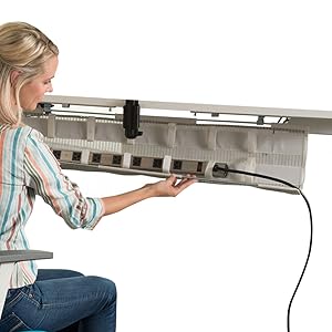 Amazon Com Under Desk Cable Management Tray And Cord Organizer Cable Hider Cord Cover Wire Organizer With 12 Adjustable Straps Easy Power Strip Access Cable Concealer For Your Home Or Office White Home Audio