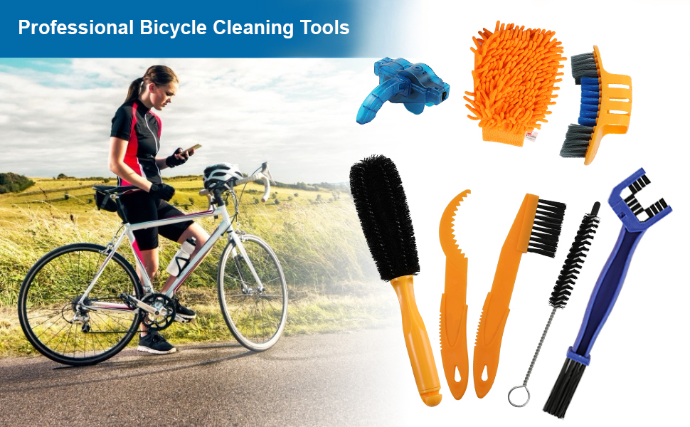 MMOBIEL Bike Cleaning Tool Set 7 Pieces Mountain Road City BMX Bicycle