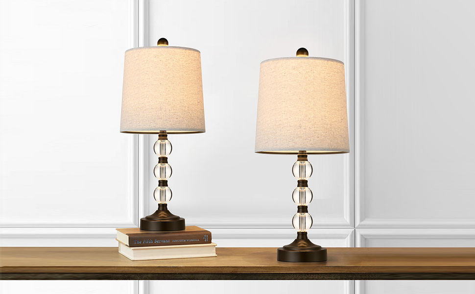 Oneach Modern USB Table Lamps Set of 2 for Living Room Bedroom Stacked