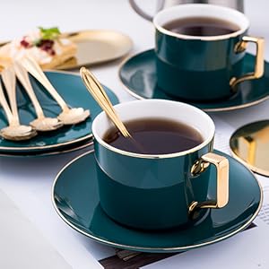 Amazon.com | Jusalpha Dark Turquoise Green Fine China -7 OZ