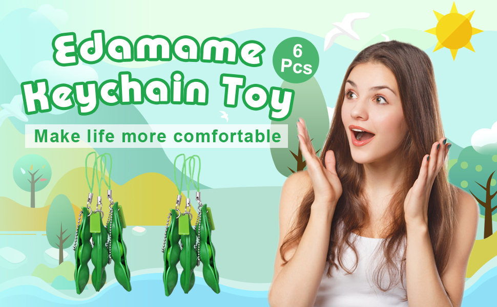 Amazon.com: Acerich 6 Pack Edamame Keychain Fidget Toys