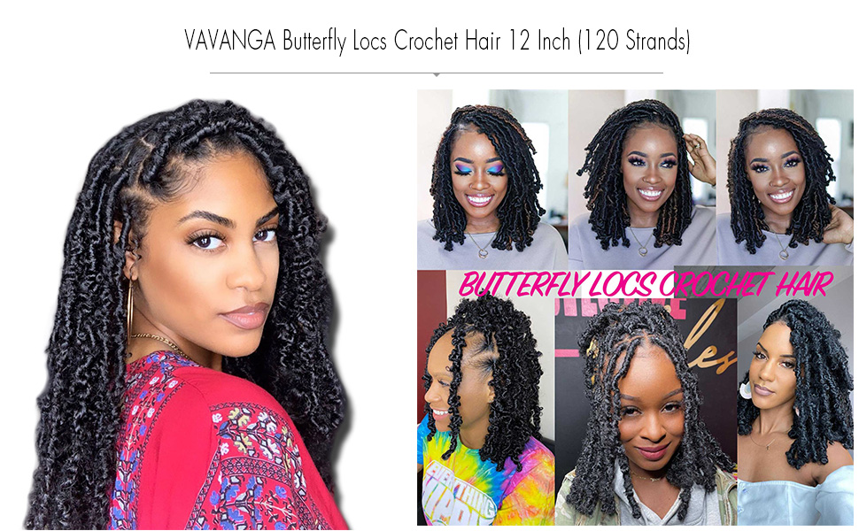 VAVANGA Butterfly Locs Crochet Hair 12 Inch (120 Strands)