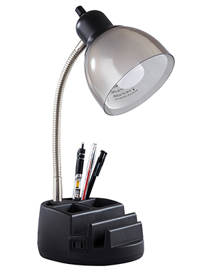 organizer desk lamp with charging outlet